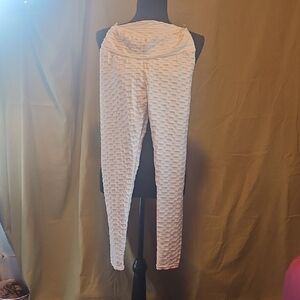 White Textured Women's Pants